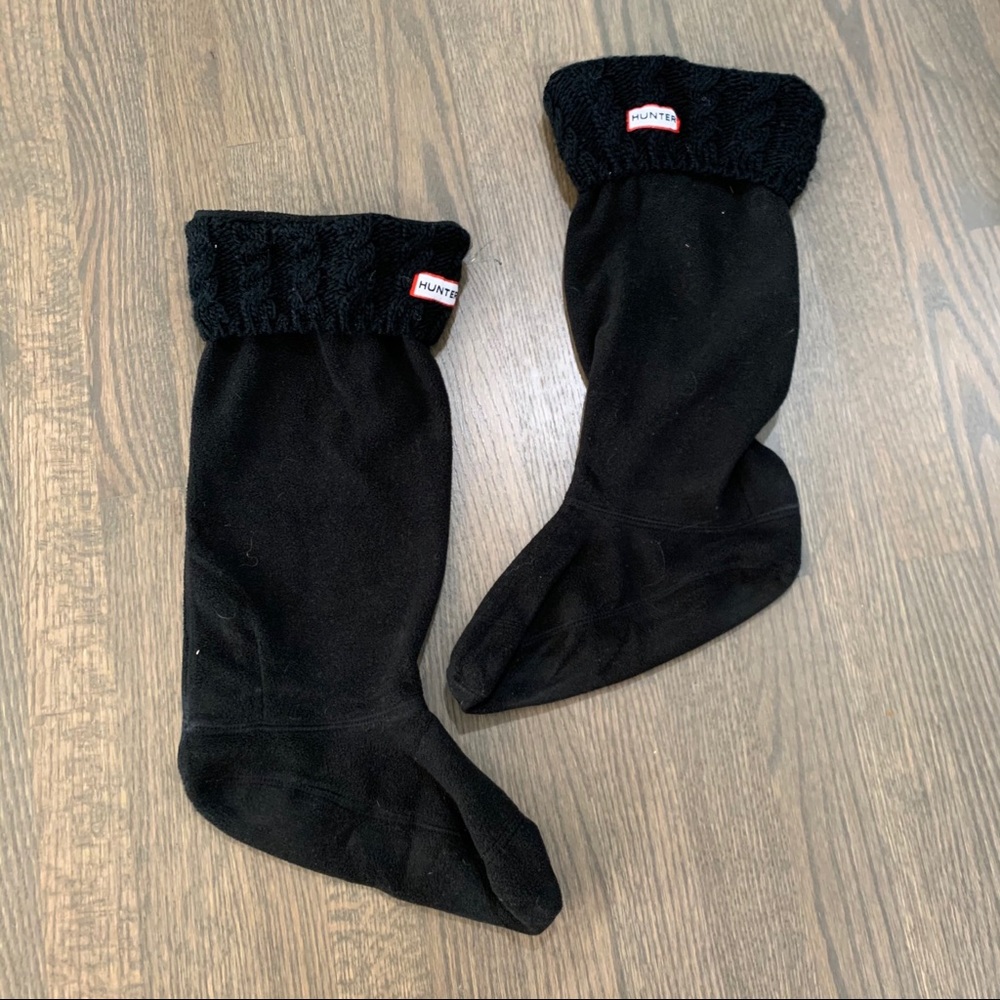 Hunter fleece cable knit top boot socks size large